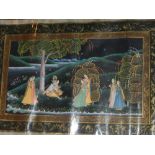 Four late 19th early 20th century Indian miniature watercolours, Mughal style,