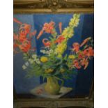 20th century Continental school, a still life study of flowers, oil on canvas,