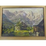 Wilma Panser-Fleck (20th century Austrian school), a mountainous landscape study, oil on canvas,