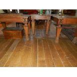 A set of three metal bound teak coffee tables, the largest H.60cm W.111cm D.