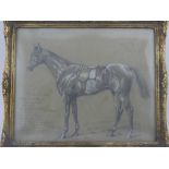 19th century Continental school, study of a horse, pencil and pastel on paper,
