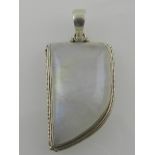 A white metal quartzite pendant, stamped 925.