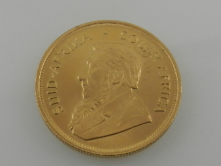 A 1982 South African gold Kruggerand (1 ounce).