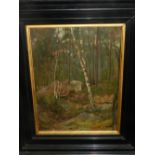 An early 20th century Dutch school, a woodland study, oil on canvas, signed lower right, H.