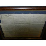 A pair of framed manuscripts. H.84cm, W.