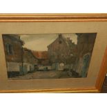 David Schulman (1881-1966), a townscape study, watercolour and ink on paper, signed lower left. H.