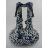 A Chinese blue and white hard paste porcelain double neck vase,