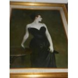 In the style of John Singer Sargent, copy of 'Portrait of Madame X', oil on canvas, unsigned.