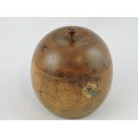 An 18th century style fruit wood tea caddy, in the form of an apple,