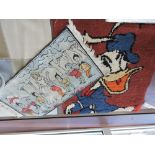 A Disney Donald Duck red ground nursery rug,