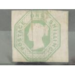 **WITHDRAWN** A Queen Victoria one shilling, green with faults, SG54.