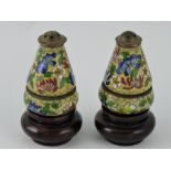 An unusual Chinese 19th Century cloisonnee salt and pepper,