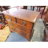 A small Georgian design crossbanded burr walnut chest fitted 2 short and 2 long drawers on bracket