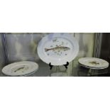 A Marlborough 7 piece Ironstone fish service printed with assorted sea fish within reeds