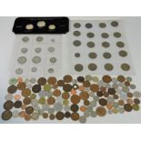 A small quantity of UK pre-decimal coinage, together with some world coins, (qty).