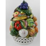 An Moh Selice majolica porcelain study of a fruit and vegetable basket. H.