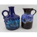 A West Germany Roth Lava glazed jug. H.15cm, together with one other Jasba ceramics jug.