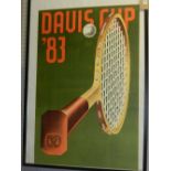 Original Davis Cup 83 tennis poster, lithograph in colour, circa 1983. H.93cm W.