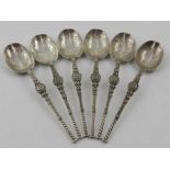 Six silver teaspoons, together with another set of silver teaspoons.