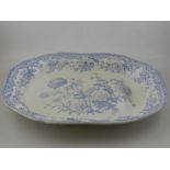 A Copeland & Garrett New Blanche pattern blue and white pottery meat dish, transfer decorated with