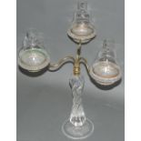 A late 19th century Clarks 'Cricklite' three branch candelabra,