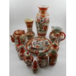 A collection of Kutani porcelain ware, to include vases,