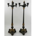 A pair of 19th century three light candelabras. H.