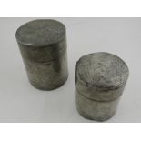 A Chinese pewter storage jar, together with one other. Largest, H: 12.