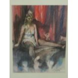 Geoffrey Humphries (British, b.1945), study of a seated girl, pastel and charcoal drawing on