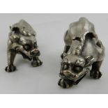 A pair of Chinese white metal dragons. L.