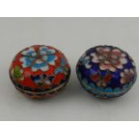 Two early mid 20th century Chinese cloisonne circular pill boxes.
