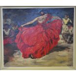 T. Stone, Flamenco dancer, oil on canvas, signed and dated lower right '57.