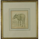 Fredrick Williamson (1835-1900), Study of  a Donkey at a Byre, pencil with watercolour,