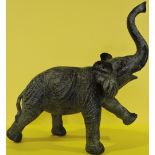 A painted bronze of a rearing elephant,