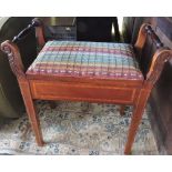 An Edwardian mahogany piano stool, with satinwood crossbanding, on square tapering legs, W. 46cm.