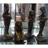 An Egyptian Grand Chess Set, by the Regency Chess Company, cast in white metal, king H.