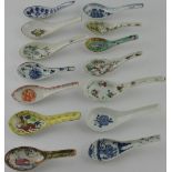 An early 20th century Chinese famille verte spoon, together with 13 other examples.