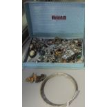 A quantity of costume jewellery including a filigree bangle, white metal and silver, (qty).