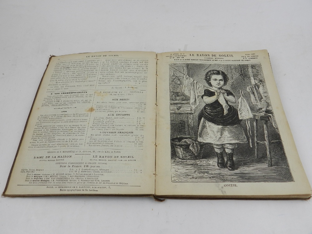 A 19th century French book, entitled 'La Rayon de Soleil', dated 1877.