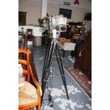 A vintage style chrome studio type standard lamp the rectangular light box on ebonised tripod,