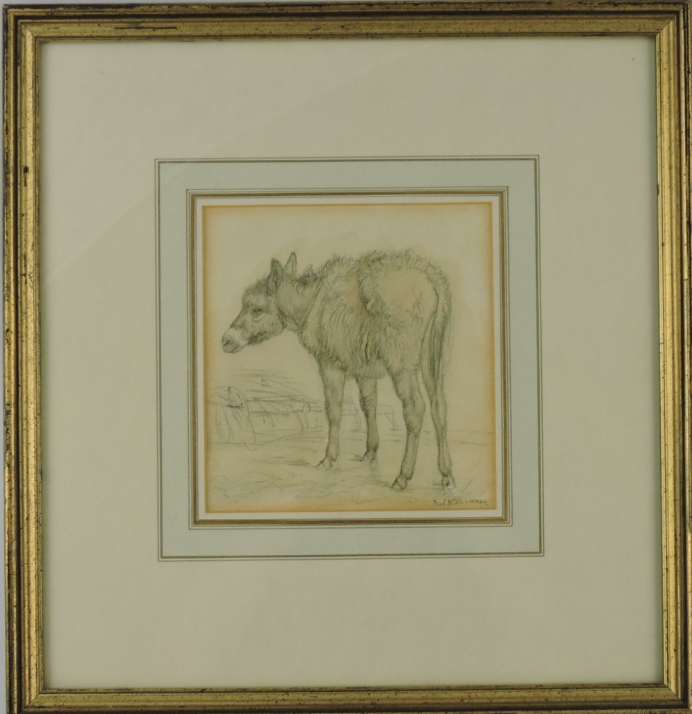 Fredrick Williamson (1835-1900), Study of  a Donkey at a Byre, pencil with watercolour, - Image 2 of 2