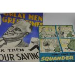 An interesting collection of eight World War II National Savings Scheme and propaganda posters,