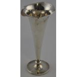 A George V Art Nouveau style silver trumpet vase of naturalistic leaf form, Walker & Hall,