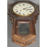 A late Victorian walnut cased drop dial wall clock,