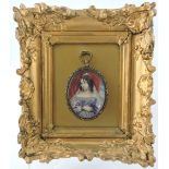 A mid 19th century oval portrait miniature,