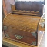A late 19th century oak and white metal mounted smoker's compendium,