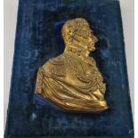 A 19th century gilt bronze bust of Wellington, in profile facing to his left,