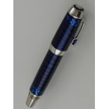 A Mont Blanc Bonheme Paso Doble Bleu, the nib stamped 18k.