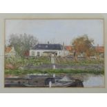 Jan Willem Nortier (Dutch,1864-1941), a Dutch canal scene, watercolour, signed lower right. H.