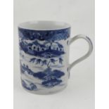 A 19th century Chinese blue and white porcelain cup, decorated with Willow pattern, H.